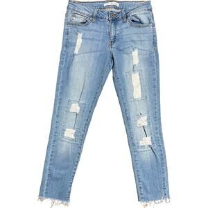 Kancan Skinny Jeans Distressed Cropped Light Wash Women's Sz 26